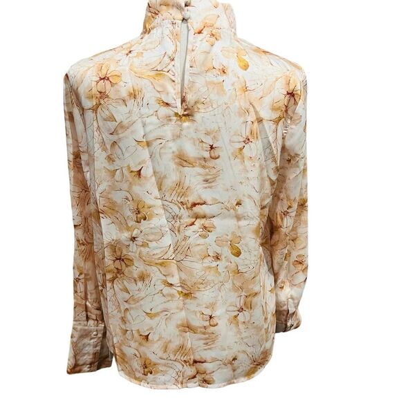 Shein MOTF Premium Gathered Mock Neck Blush Floral Blouse Top size small - Picture 8 of 16